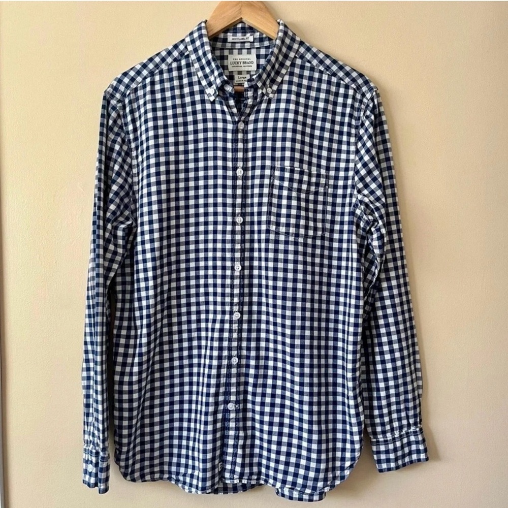 Lucky Brand Navy and White Checked Shirt